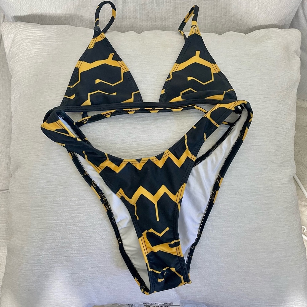 minimale animale yellow and black bathing suit
